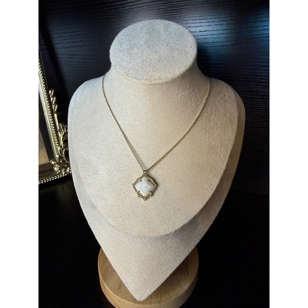 White Mother of Pearl Gold Tone Adjustable Slider Necklace